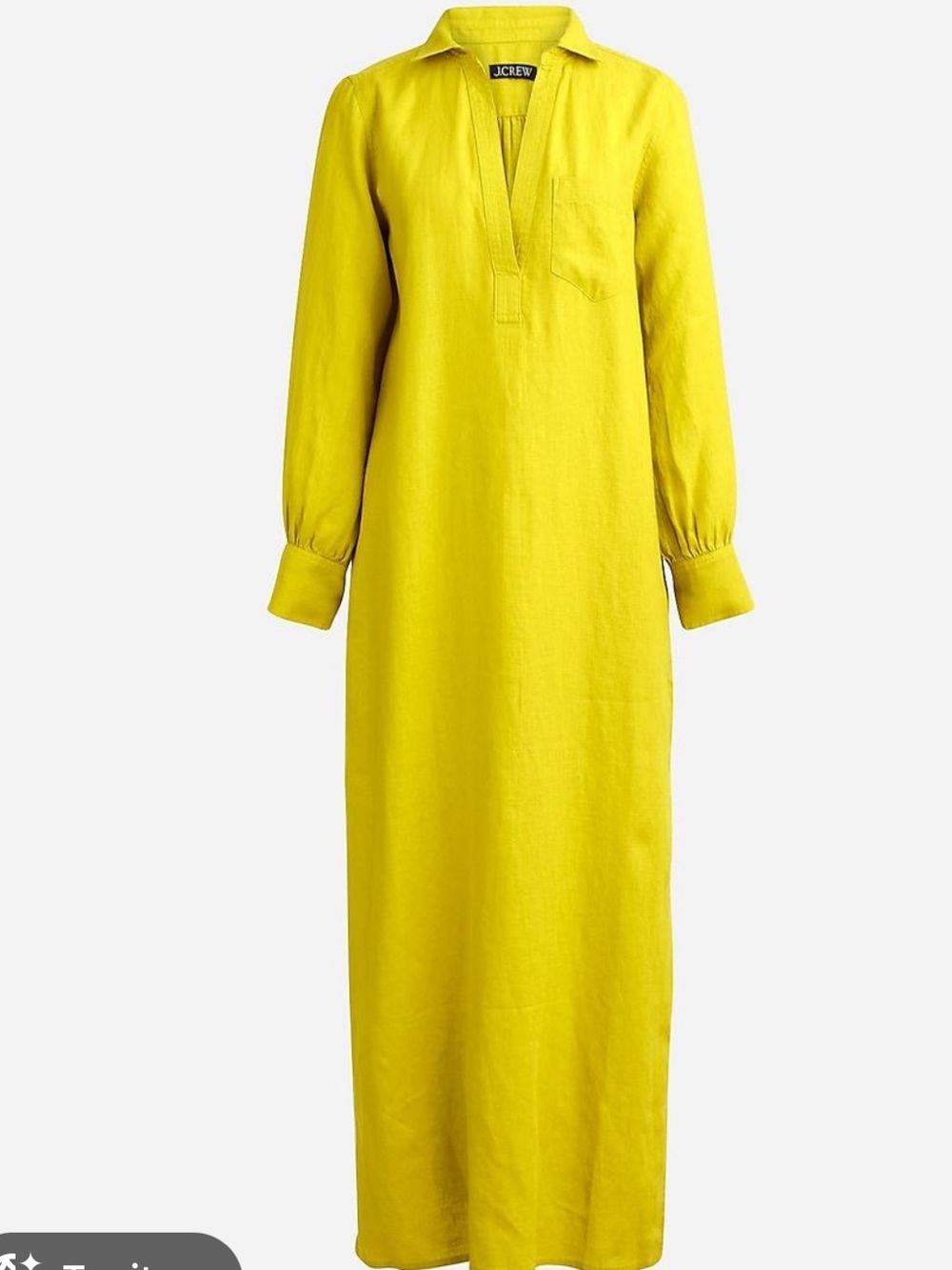 J Crew Bungalow Maxi Popover Linen Dress In Chartreuse Coastal Beach Size XS